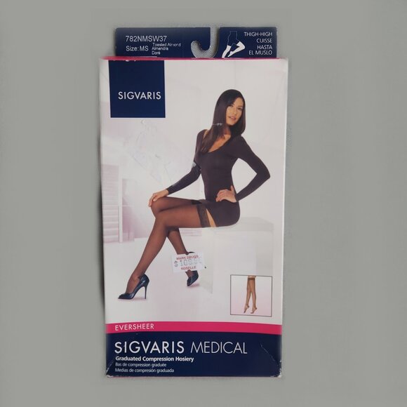 Sigvaris Medical Compression Hosiery Thigh High Opaque Almond Size MS 762NMSW37 - Picture 1 of 6